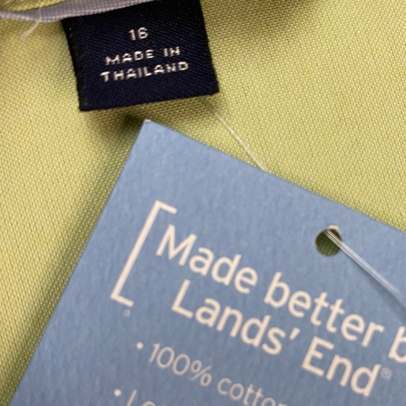 NWT Lands End No Iron Pinpoint Oxford Vibrant Lime Size 16 Button Down Shirt - Picture 5 of 13